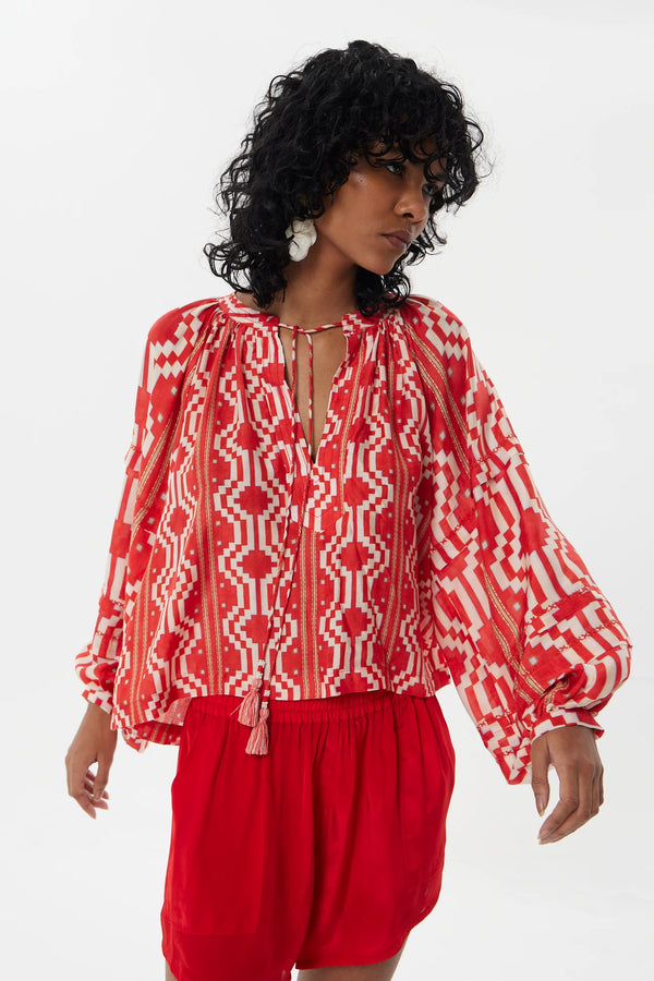 AYACUCHO FRANCIS BLOUSE - ETHNIC RED
