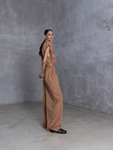 POPLIN JUMPSUIT - ALMOND