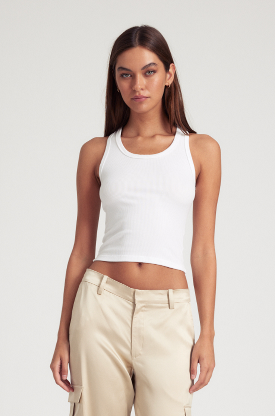 RIB FITTED SCOOPED TANK - WHITE