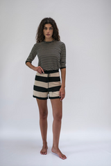 SHORTS PIMA COTTON - BLACK + OAT