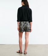 FRANCES SILK SHORT - BLACK IVORY PAISLEY SCARF
