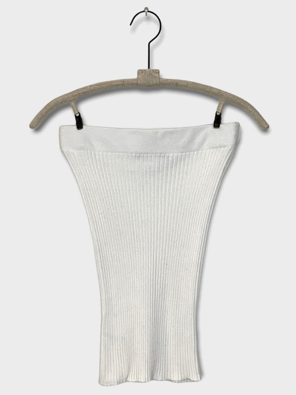 KNITTED RIBBED TOP- WHITE