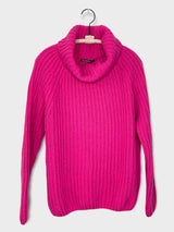 KNITTED HIGHNECK PULLOVER- FUSCHIA