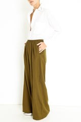 WOOL STRUCTURED WIDE PANTS