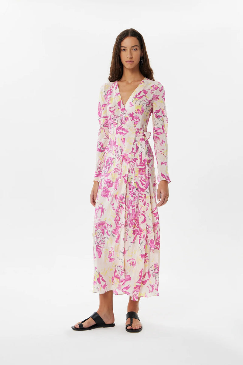 URIARTE MILOU MIDI WRAP DRESS - RISING ROSE