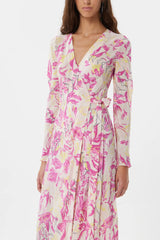 URIARTE MILOU MIDI WRAP DRESS - RISING ROSE