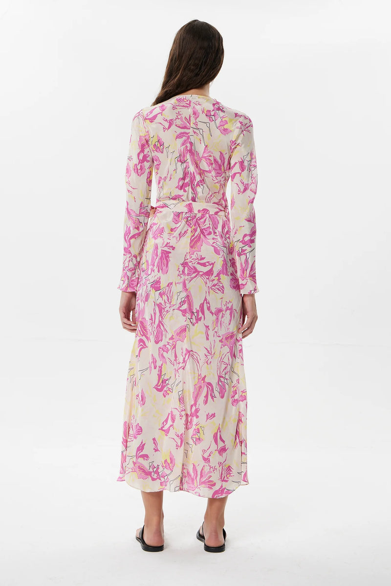 URIARTE MILOU MIDI WRAP DRESS - RISING ROSE