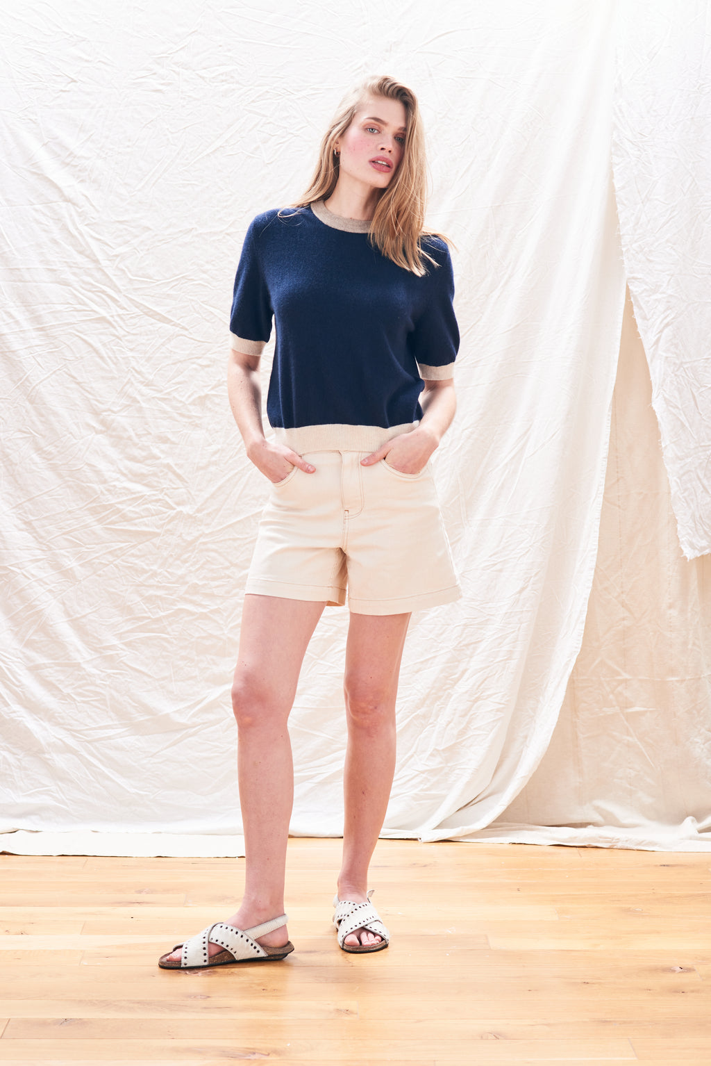 MANY CONTRAST T-SHIRT - NAVY