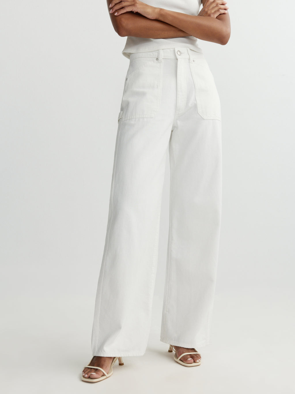 TAYLOR RELAXED BARREL HIGH RISE JEANS - WHITE