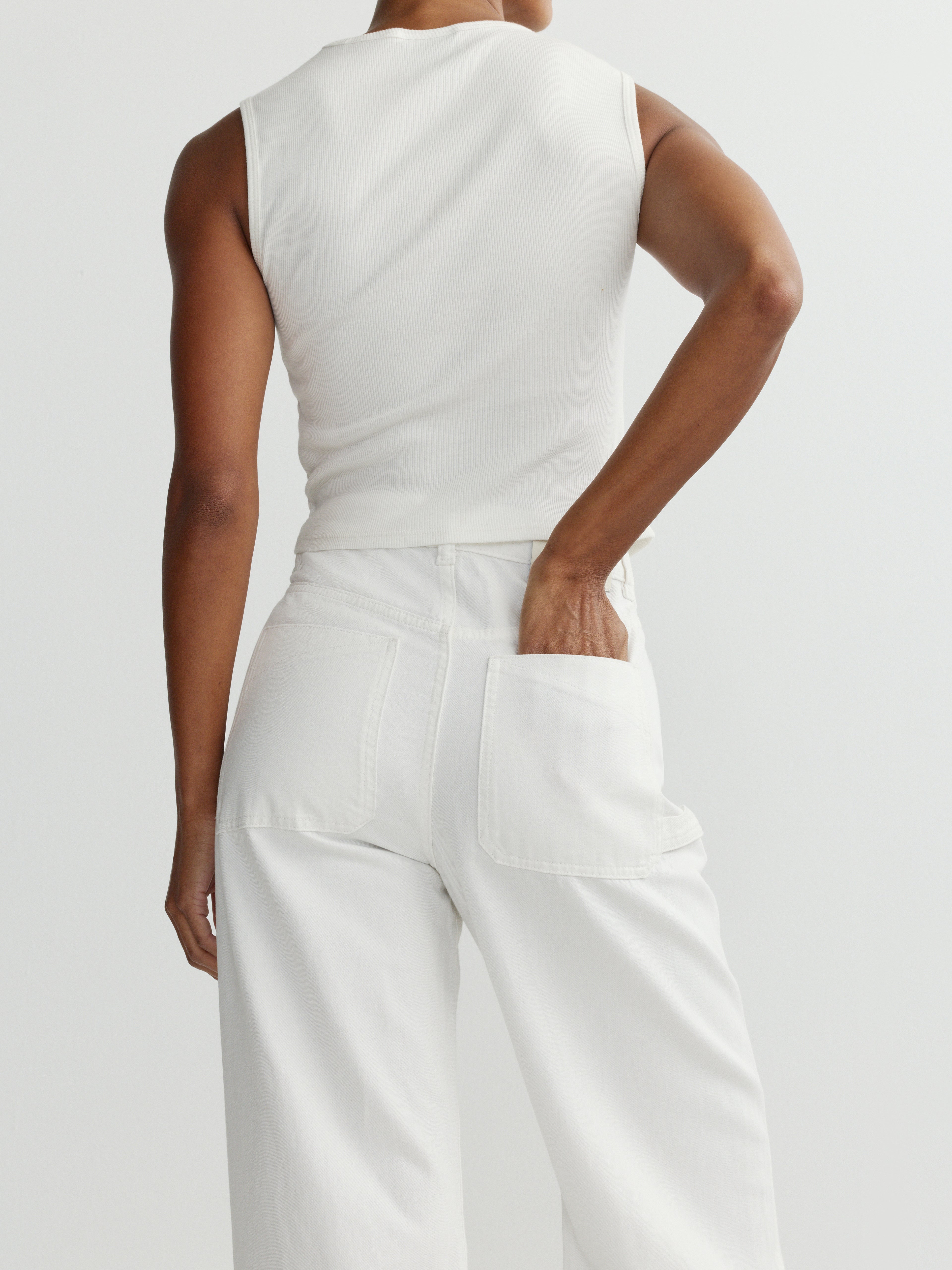 TAYLOR RELAXED BARREL HIGH RISE JEANS - WHITE