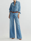 ALEX BAGGY WIDE LEG LOW RISE JEANS - RIVERBANK AURA