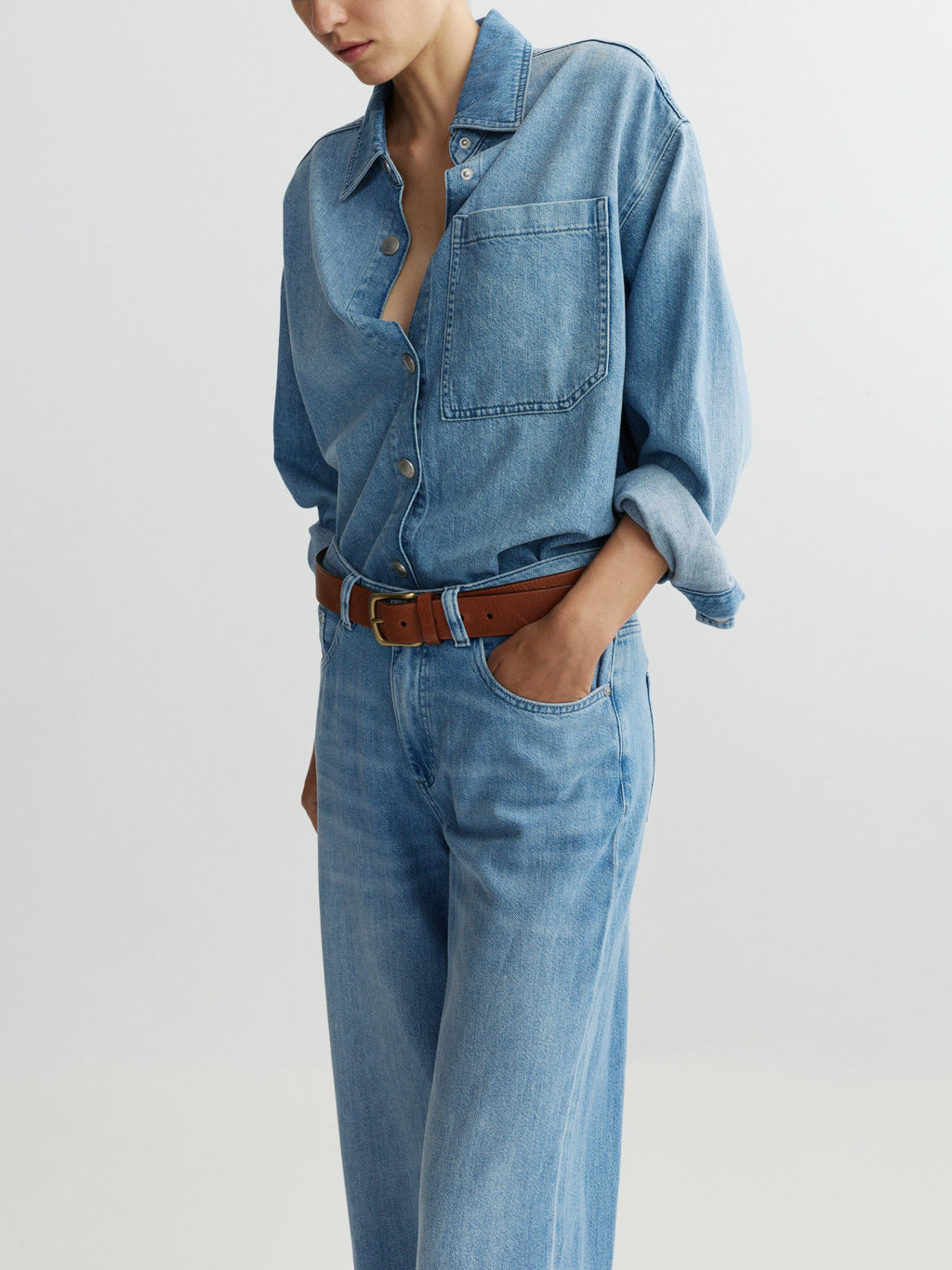 ALEX BAGGY WIDE LEG LOW RISE JEANS - RIVERBANK AURA