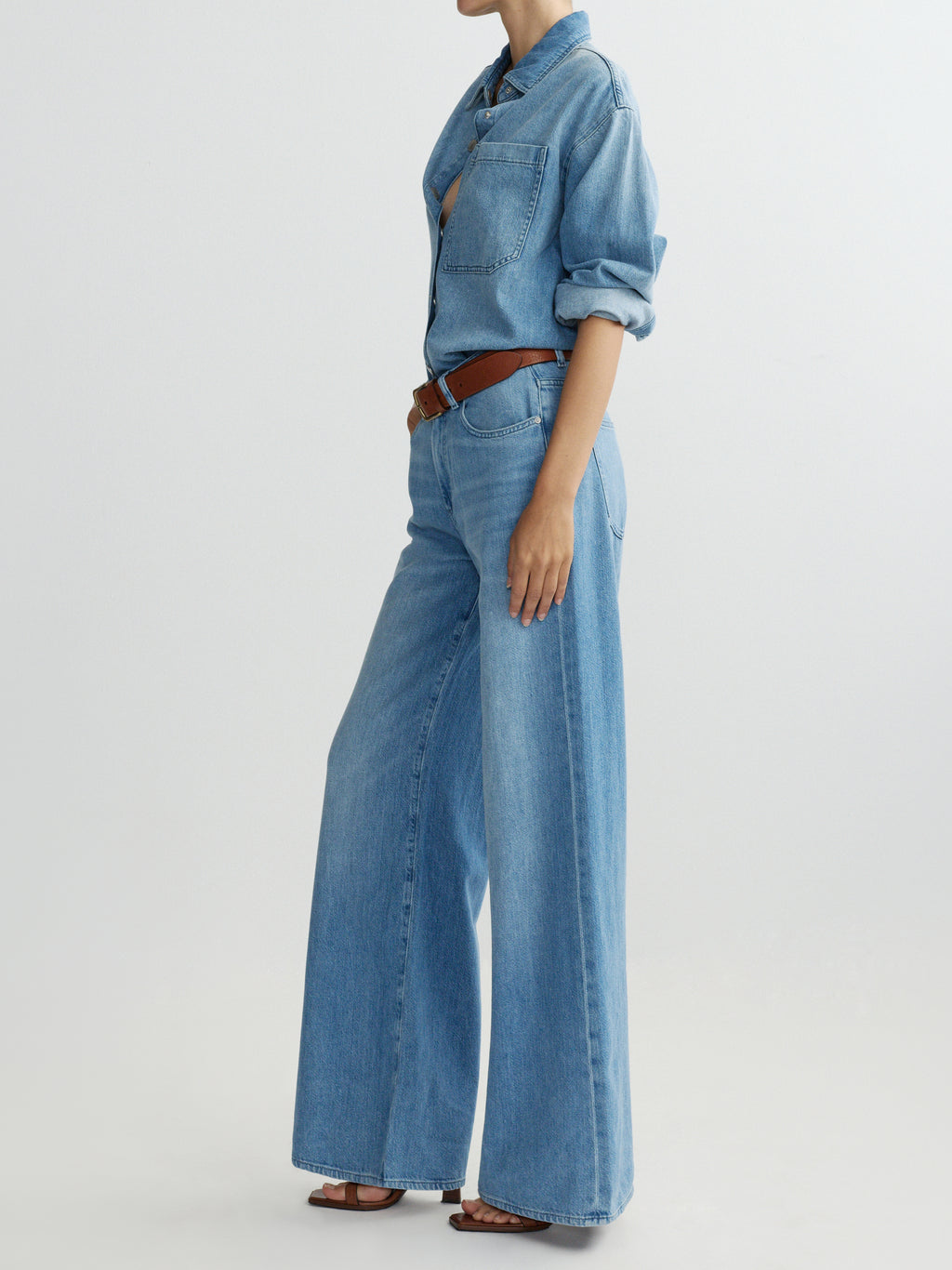 ALEX BAGGY WIDE LEG LOW RISE JEANS - RIVERBANK AURA