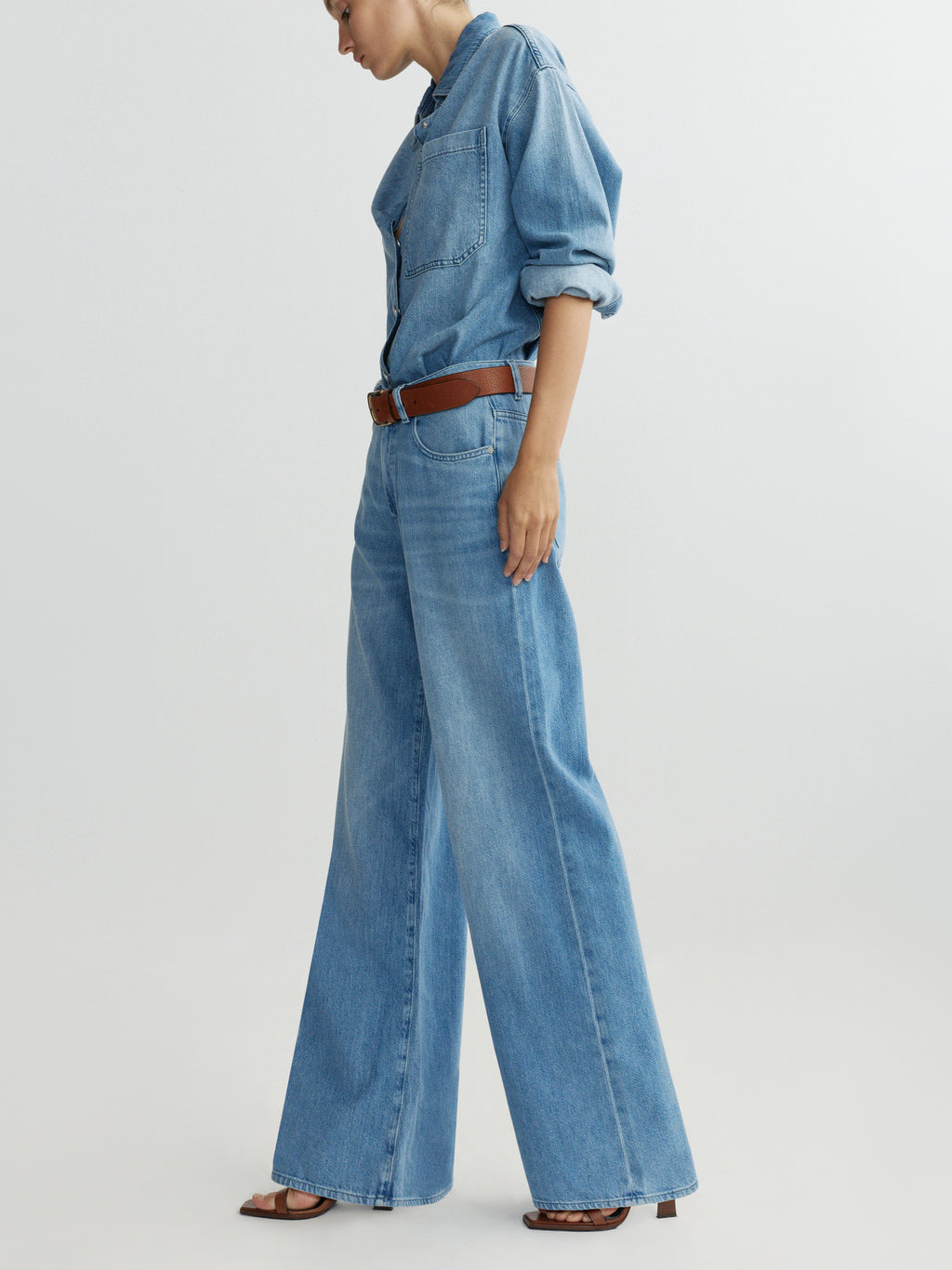 ALEX BAGGY WIDE LEG LOW RISE JEANS - RIVERBANK AURA