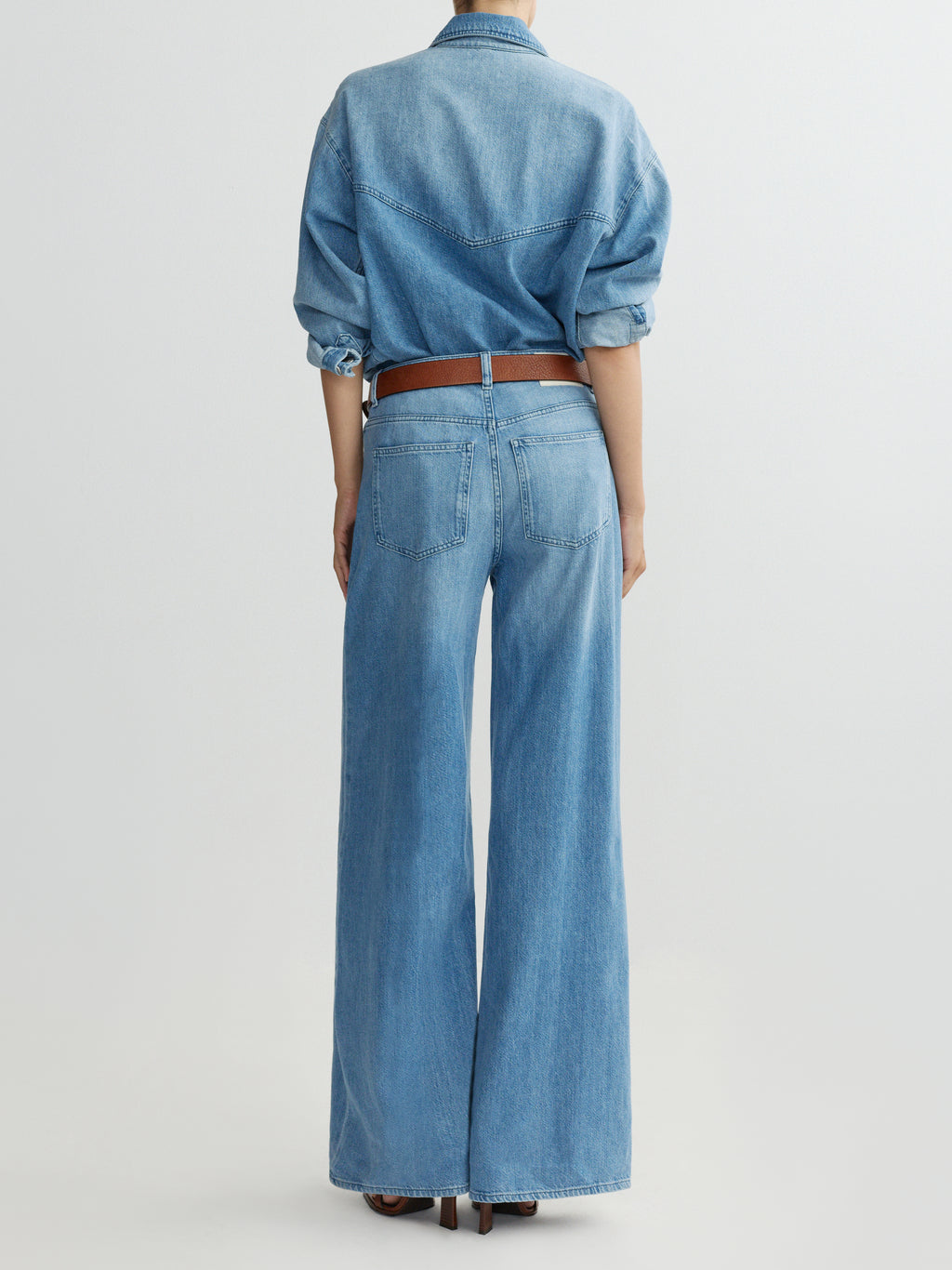 ALEX BAGGY WIDE LEG LOW RISE JEANS - RIVERBANK AURA