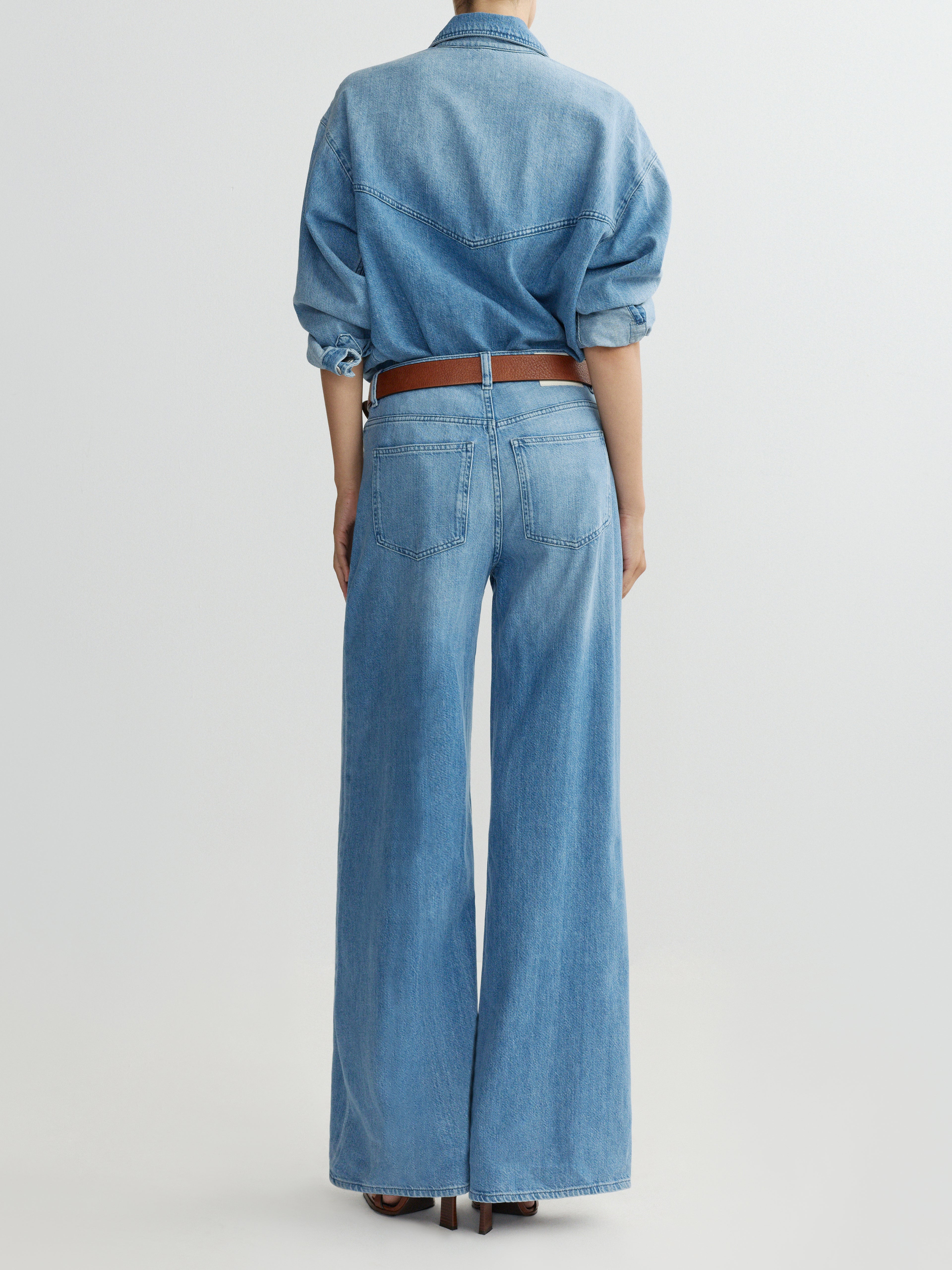 ALEX BAGGY WIDE LEG LOW RISE JEANS - RIVERBANK AURA