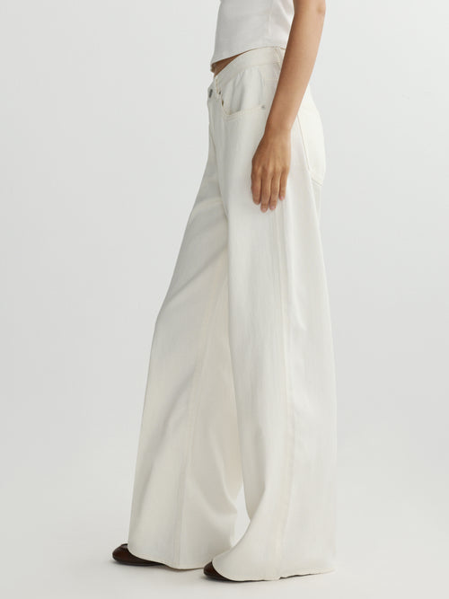 ALEX BAGGY WIDE LEG LOW RISE JEANS - EGGSHELL AURA