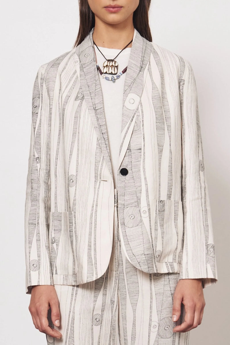 JAI JACKET - DIRTY WHITE BLACK PRINT