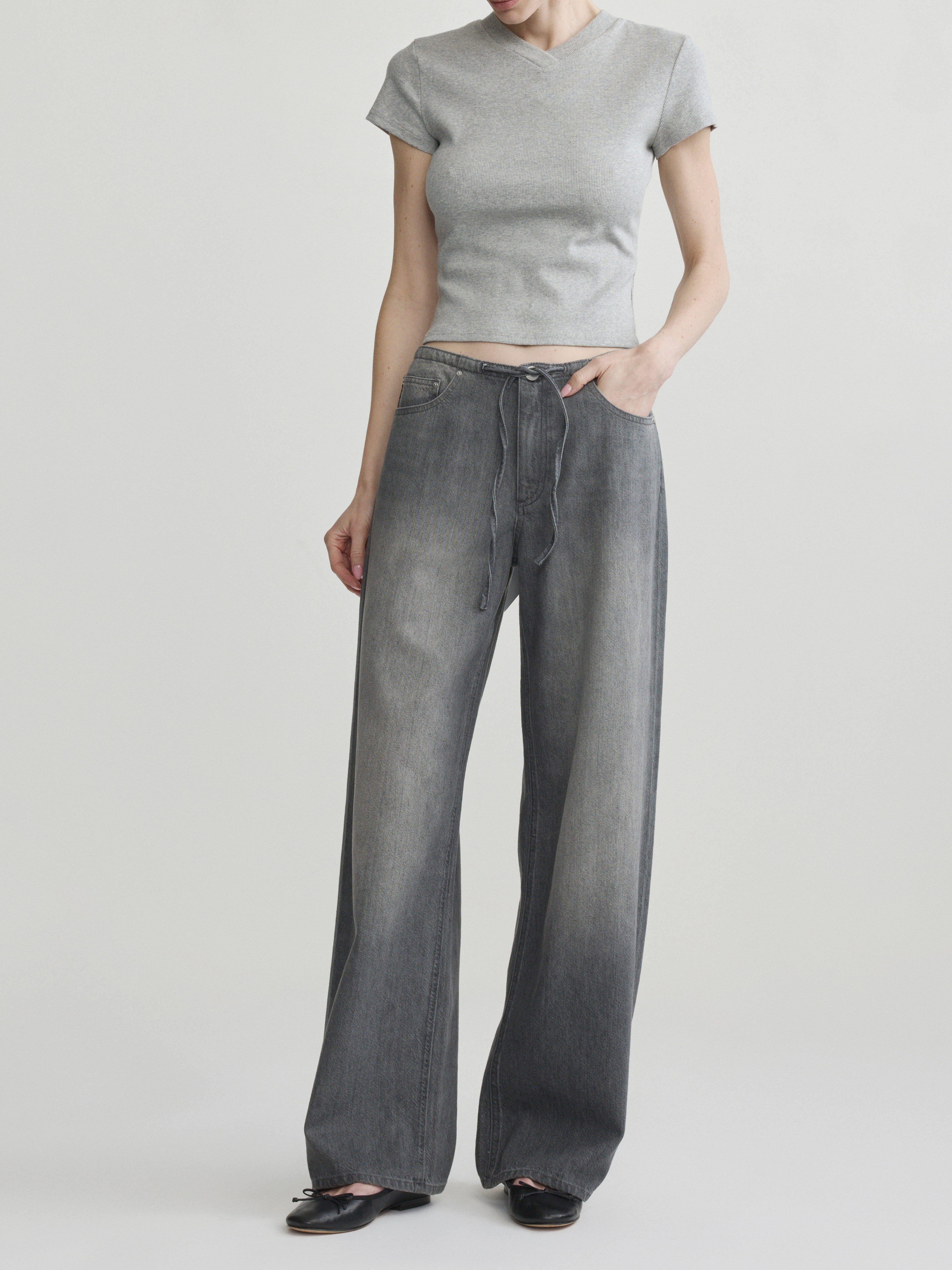 SIENNA LOW SLUNG WIDE LEG RELAXED JEANS - ASH GREY AURA