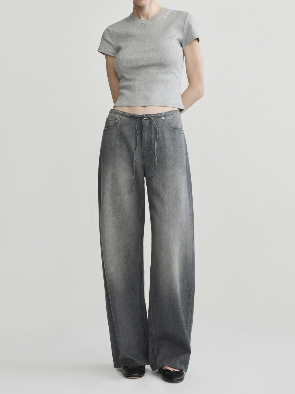 SIENNA LOW SLUNG WIDE LEG RELAXED JEANS - ASH GREY AURA