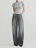 SIENNA LOW SLUNG WIDE LEG RELAXED JEANS - ASH GREY AURA