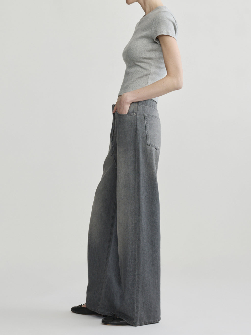 SIENNA LOW SLUNG WIDE LEG RELAXED JEANS - ASH GREY AURA