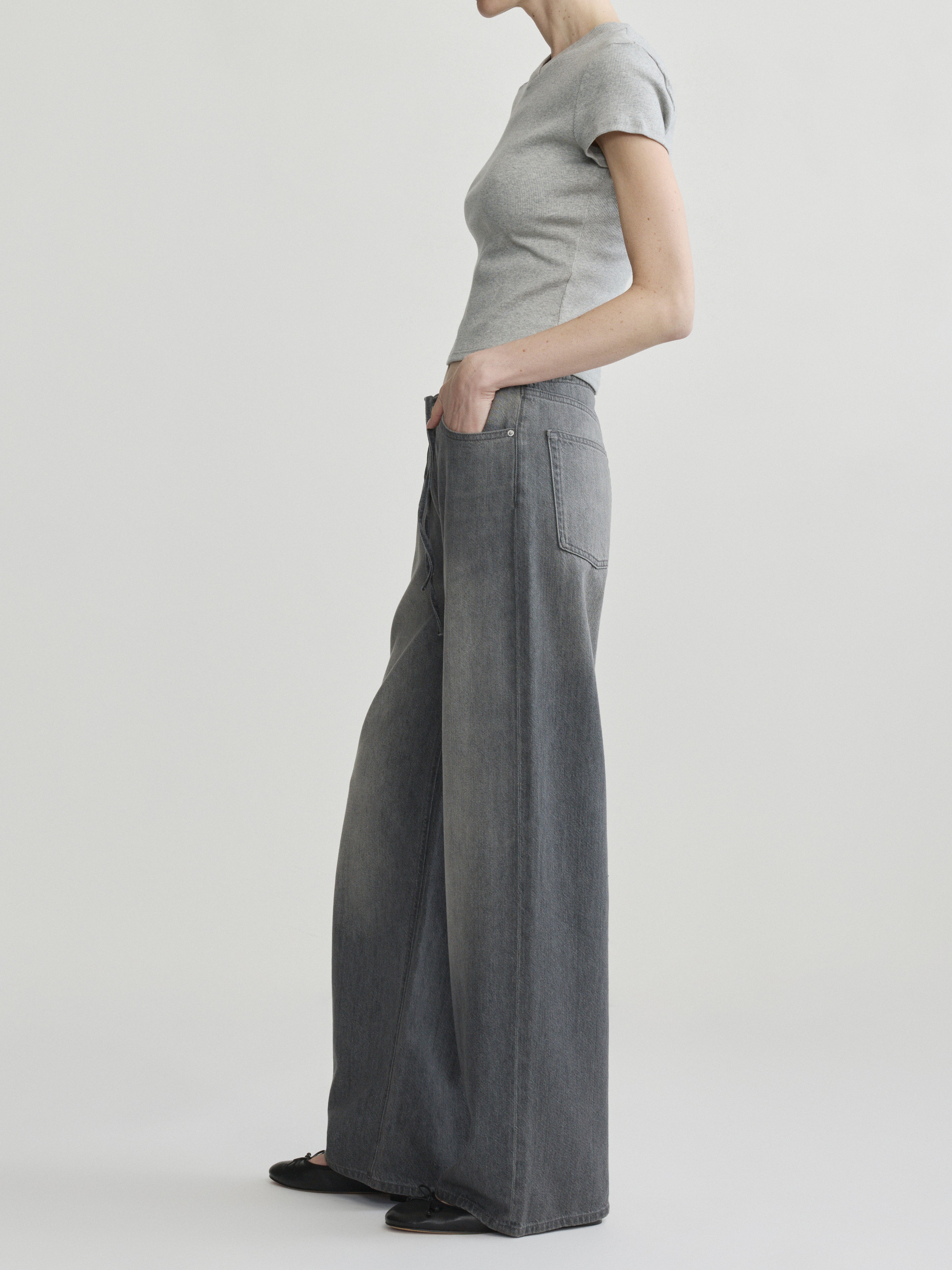 SIENNA LOW SLUNG WIDE LEG RELAXED JEANS - ASH GREY AURA