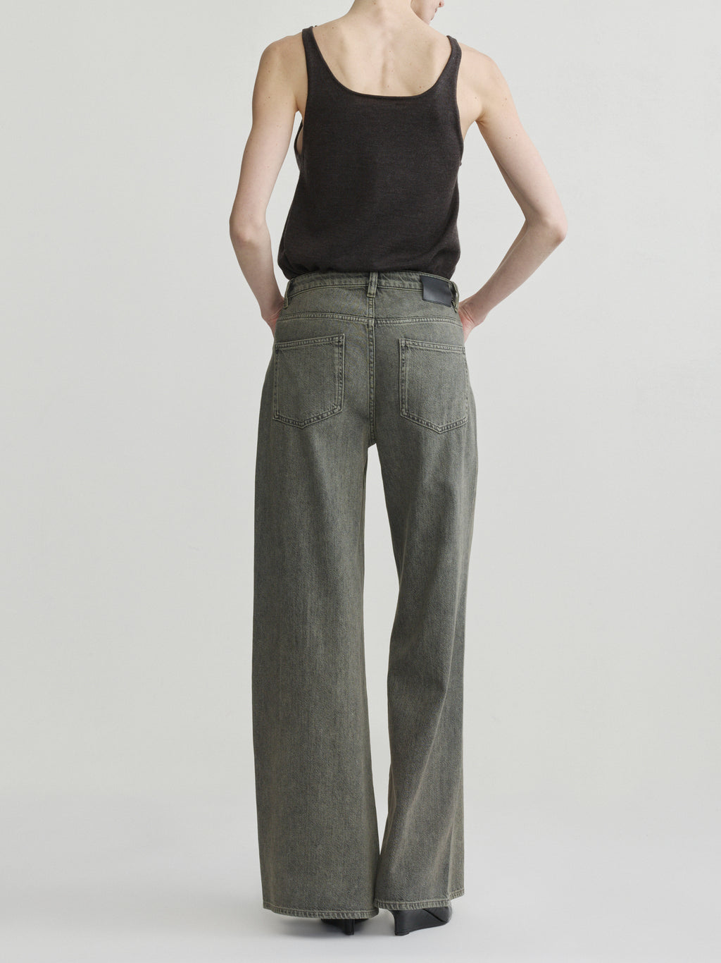 ALEX BAGGY WIDE LEG LOW RISE JEANS - GREEN AURA