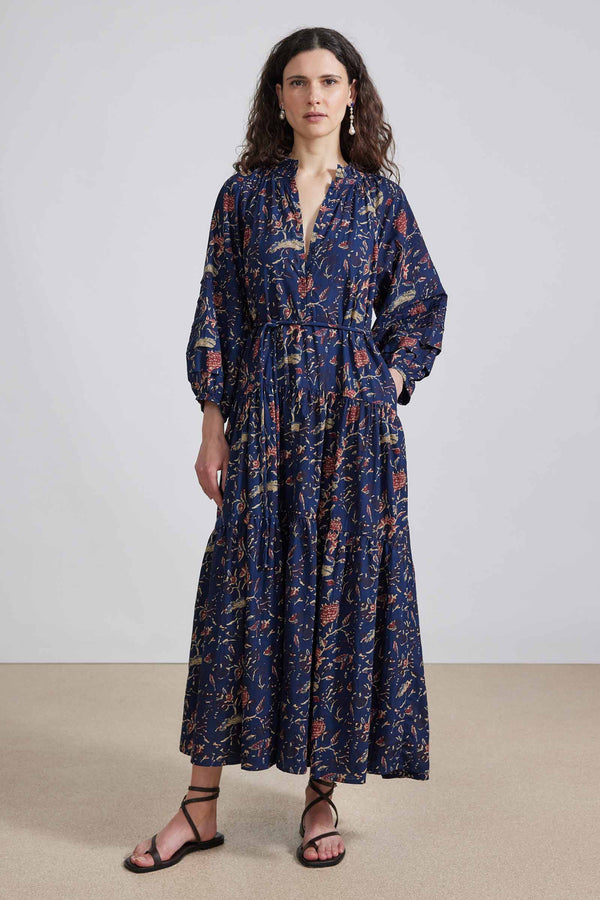 TRINIDAD MAXI DRESS - INDIGO JARDIN BLACK