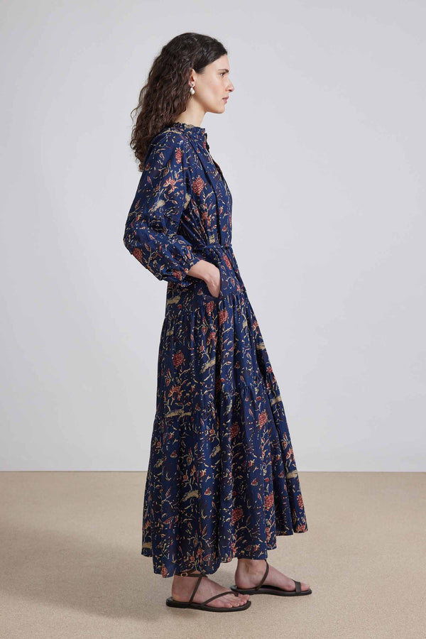 TRINIDAD MAXI DRESS - INDIGO JARDIN BLACK