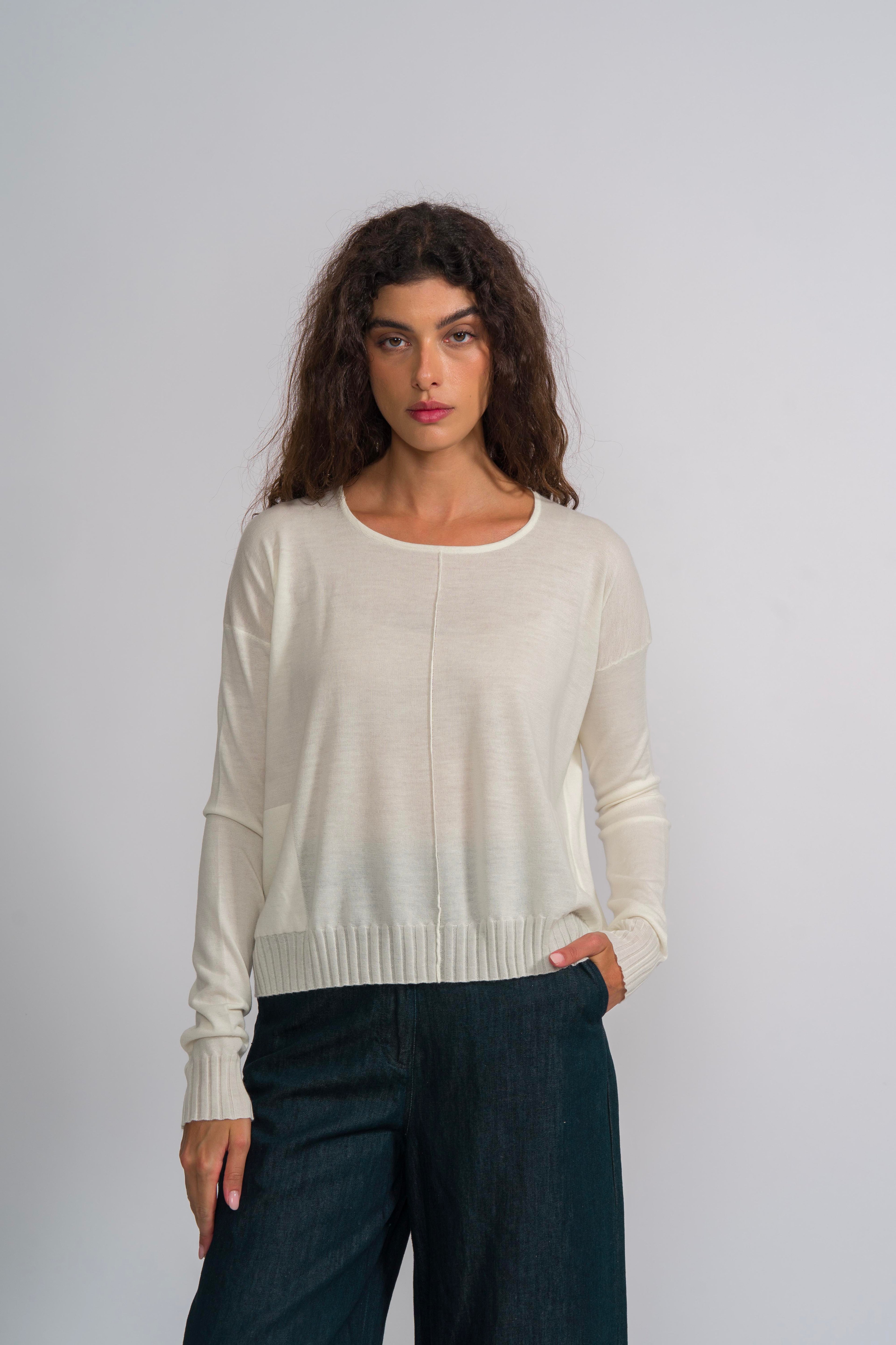 PULLOVER WITH POCKETS - NATURAL