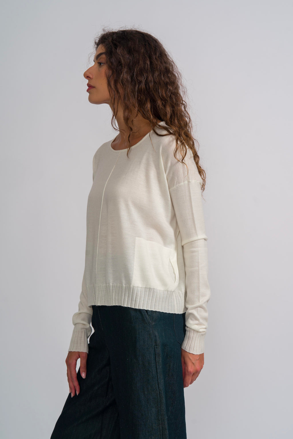 PULLOVER WITH POCKETS - NATURAL