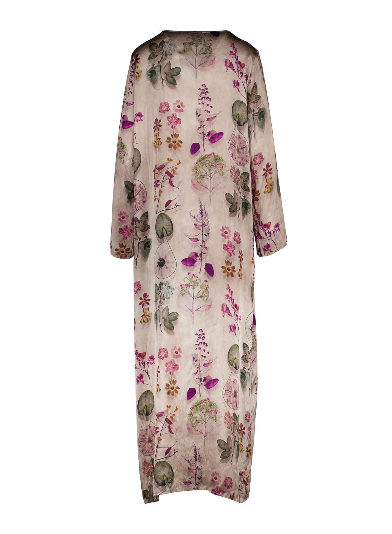 FADED EFFECT HERBARIUM SILK LONG DRESS