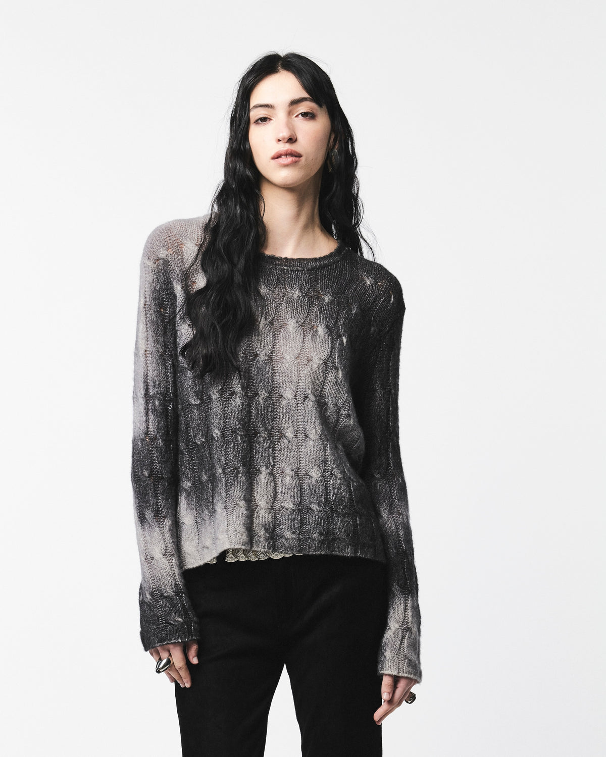 GRADIANT BRAIDED ROUND NECK PULLOVER