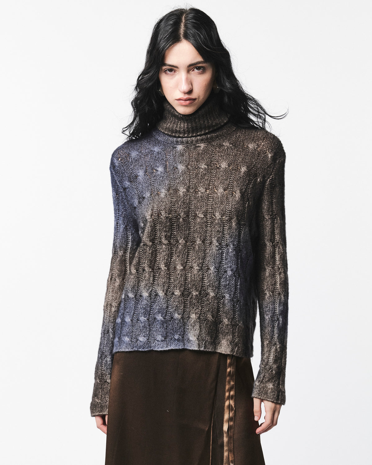 GRADIANT BRAIDED HIGH-NECK PULLOVER