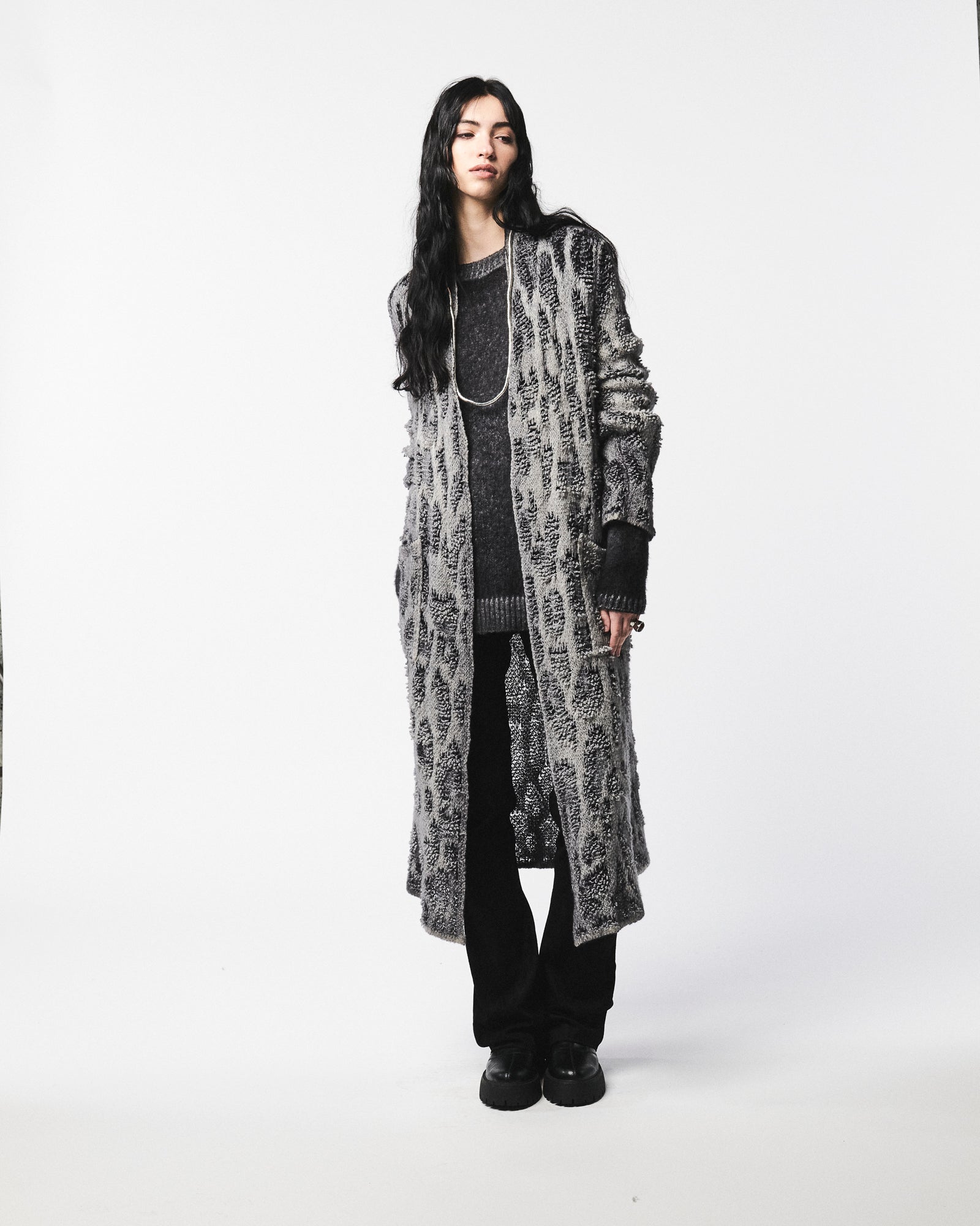 HAND PAINTED LEOPARD JACQUARD EFFECT DUSTER