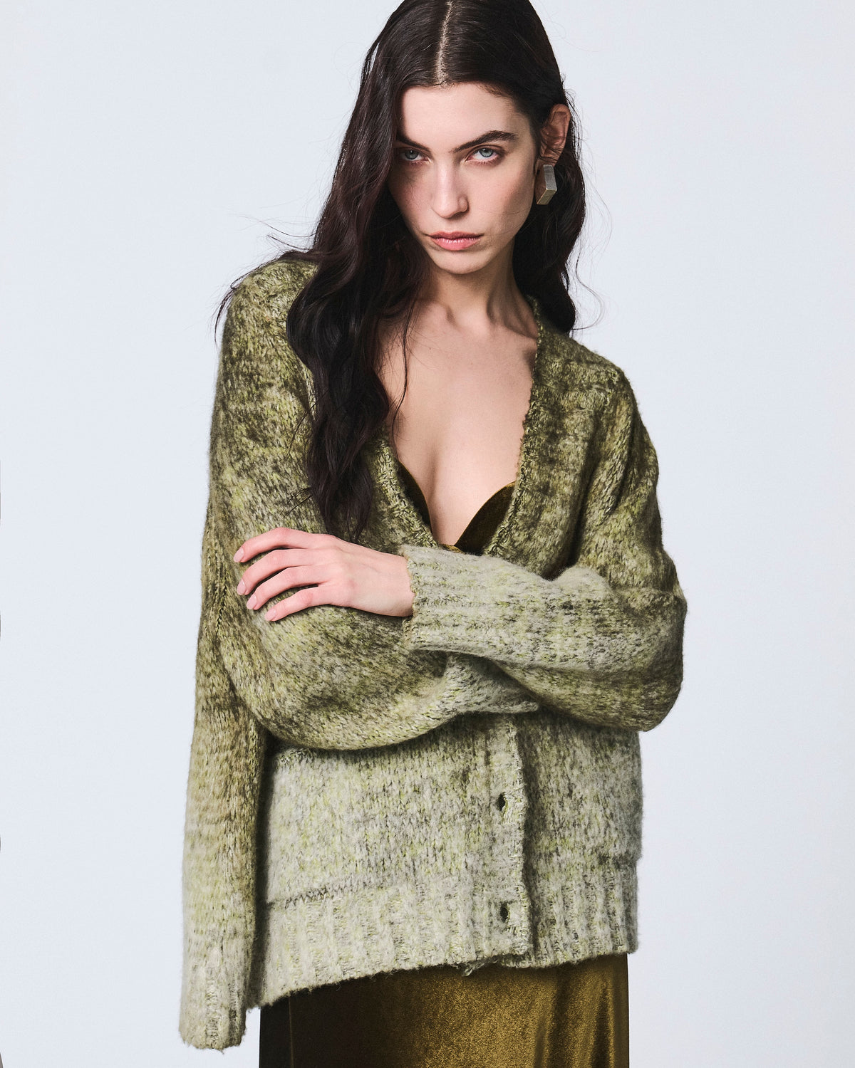 MOULINE' V-NECK CARDIGAN