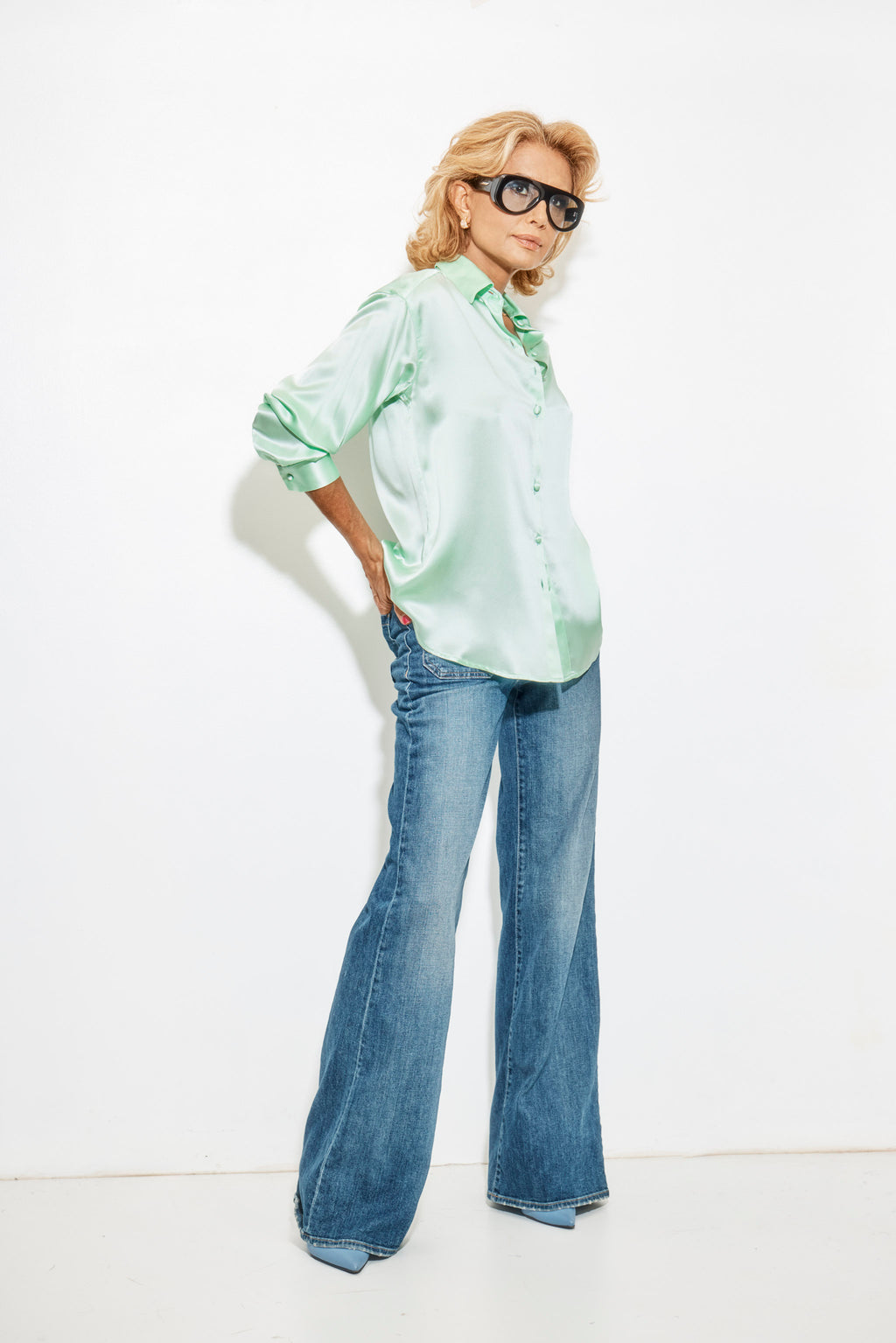 PHOEBE SILK SHIRT - MINT