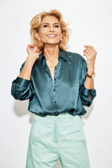 PHOEBE SILK SHIRT - HUNTER