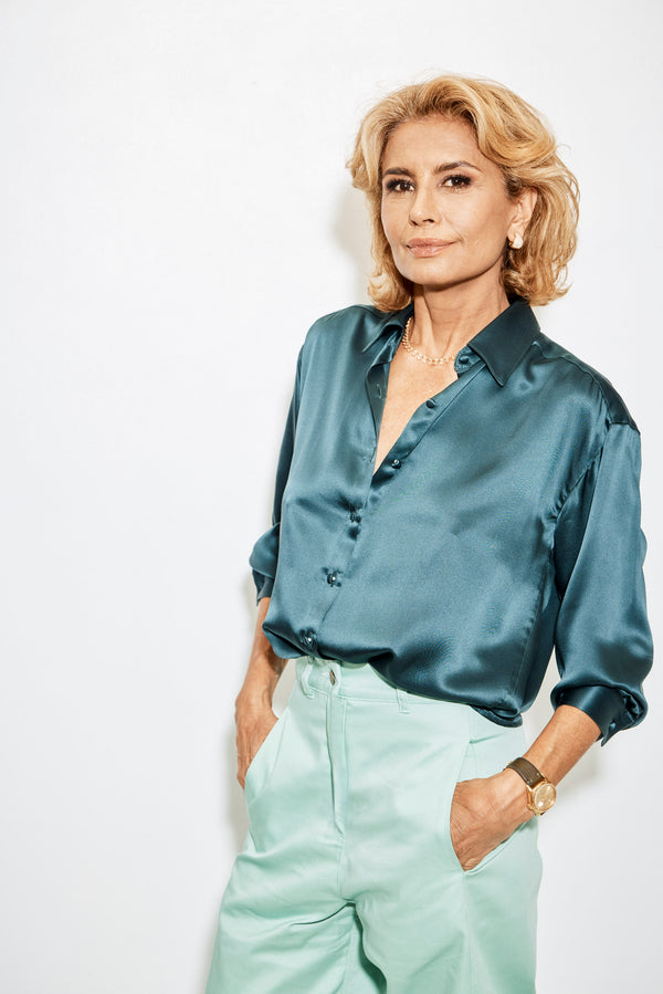 PHOEBE SILK SHIRT - HUNTER