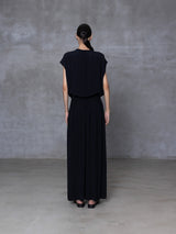 MAXI DRESS WITH SNAP DETAIL AT THE COLLAR - BLACK