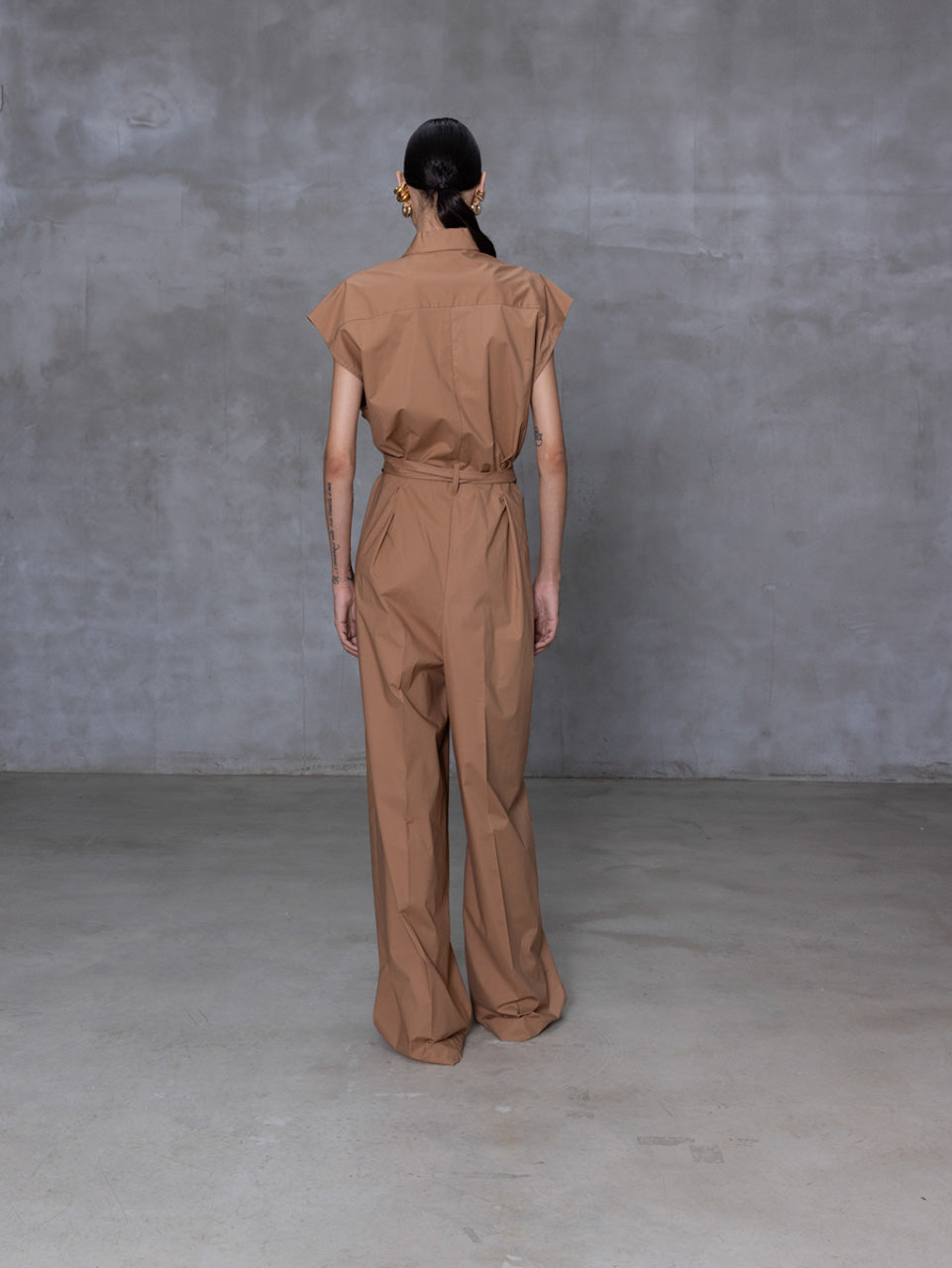 POPLIN JUMPSUIT - ALMOND