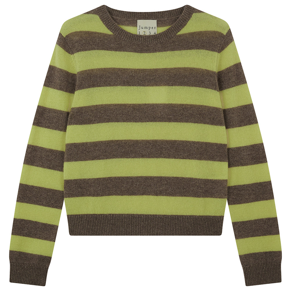 STRIPE CREW - LIME/BROWN