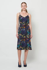 LILY MIDI SLIP DRESS - BLUE FLORAL