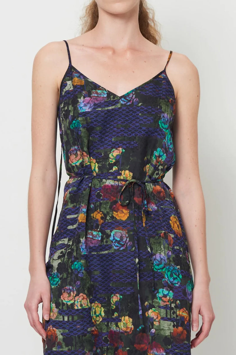 LILY MIDI SLIP DRESS - BLUE FLORAL