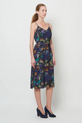 LILY MIDI SLIP DRESS - BLUE FLORAL