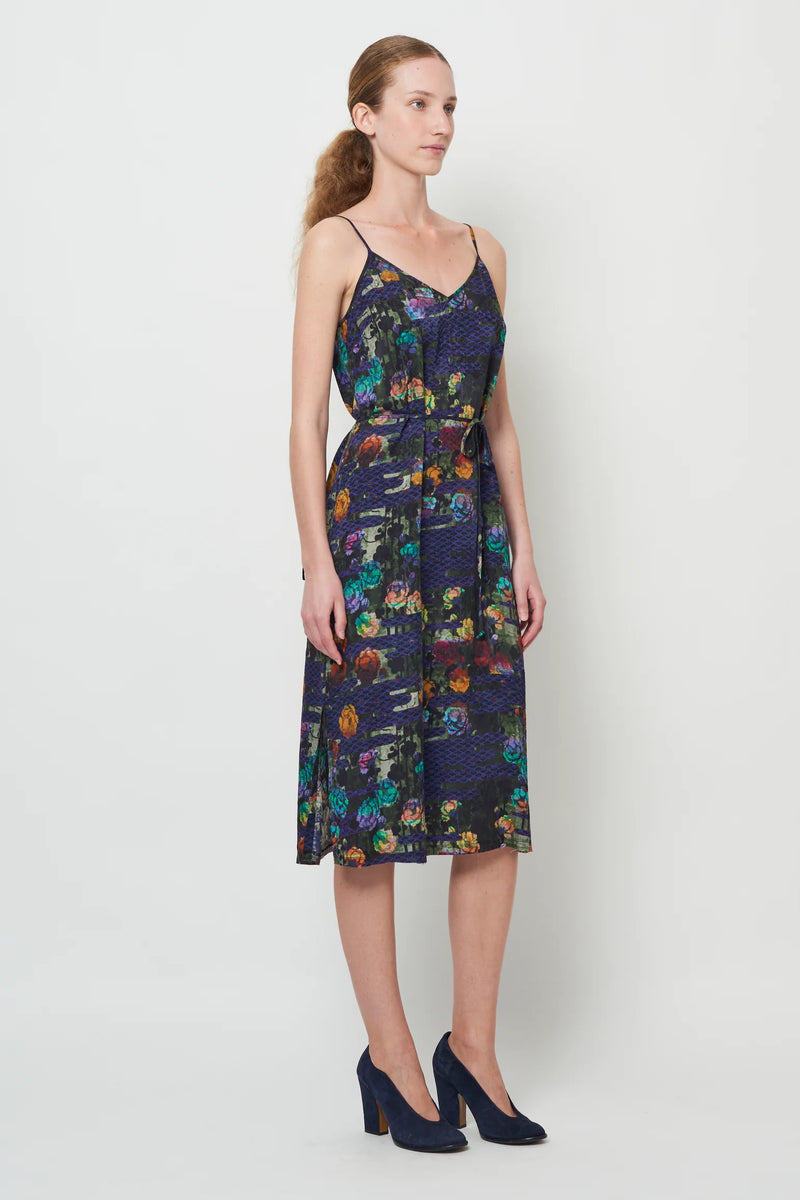 LILY MIDI SLIP DRESS - BLUE FLORAL