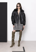 VEGAN LEATHER MINI TRENCH- BLACK