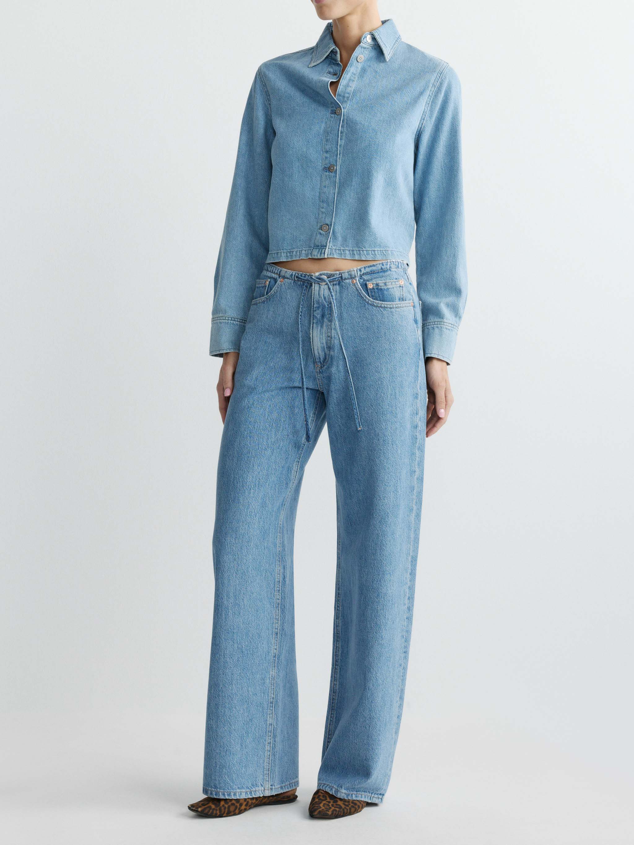 SIENNA LOW SLUNG WIDE LEG RELAXED JEANS - RIVER AURA