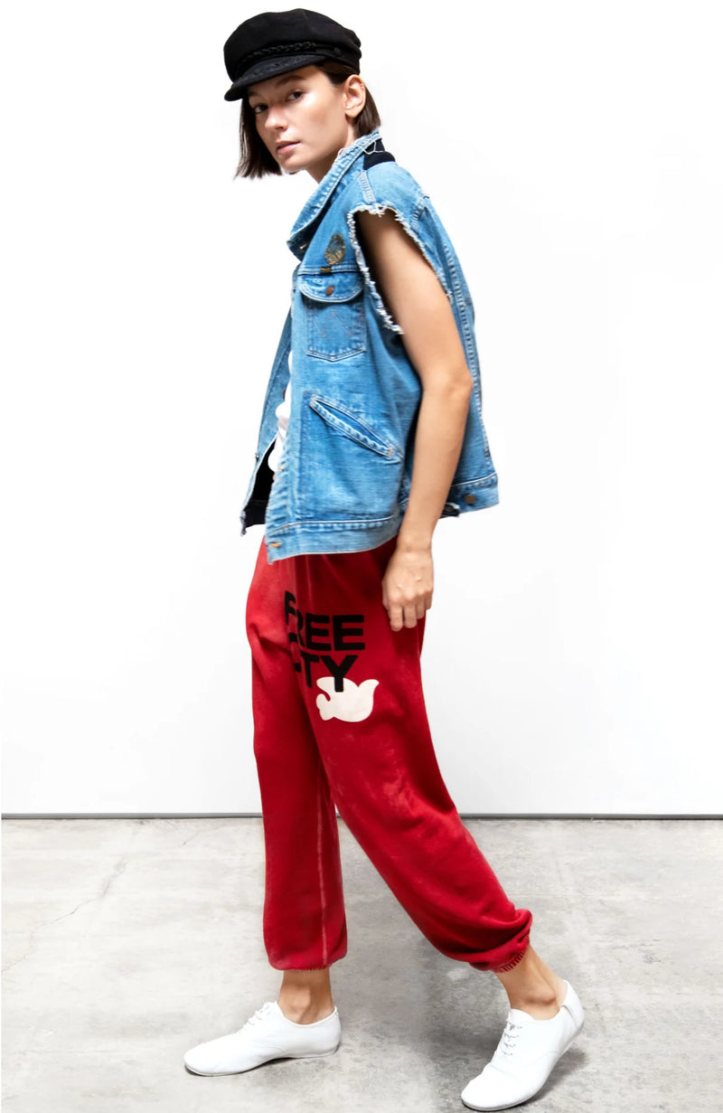 LETSGO FREECITY OG SUPERVINTAGE SWEATPANT - ARTYARD RED